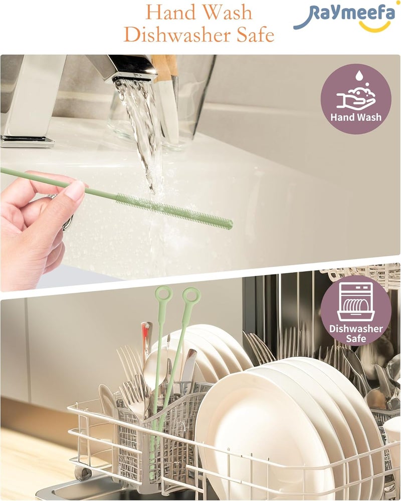 Raymeefa Silicone Straw Cleaner Brush (2-Pack),Extra Long Pipe Cleaners for Standard Straws,Compatible with 30/40 oz Tumbler Straws,Scratch-Free & Easy to Clean(Avocado Green) - Image 3